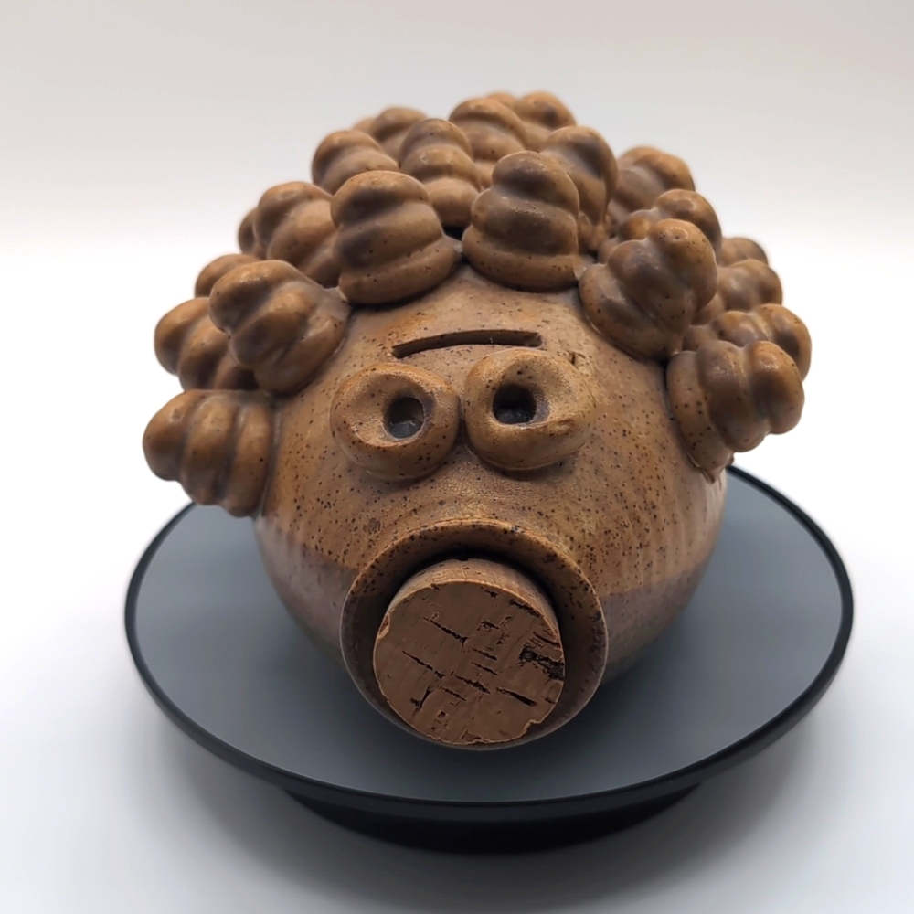 Vallance| Vintage Stoneware Pottery Pig Hedgehog Piggy Bank Large Cork Mouth